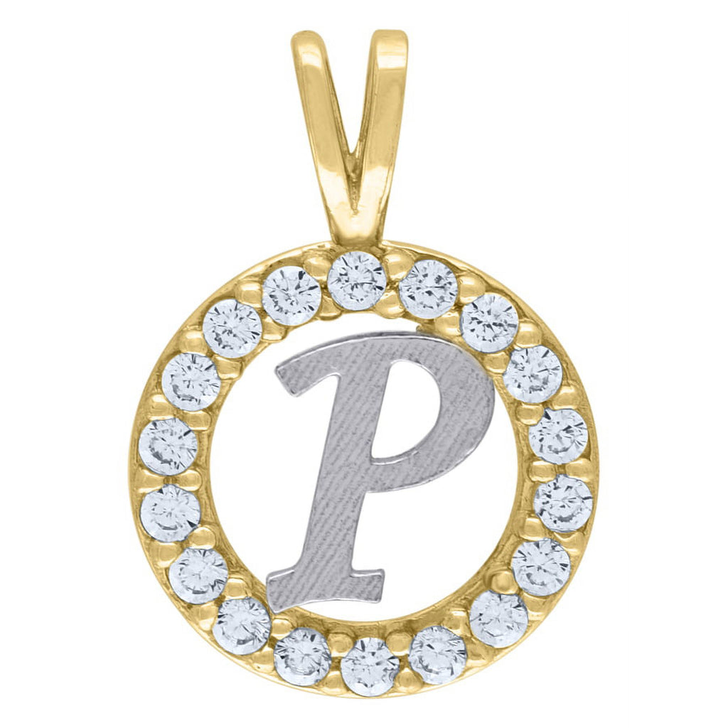 Two Tone Gold CZ Pendant Necklace A317859