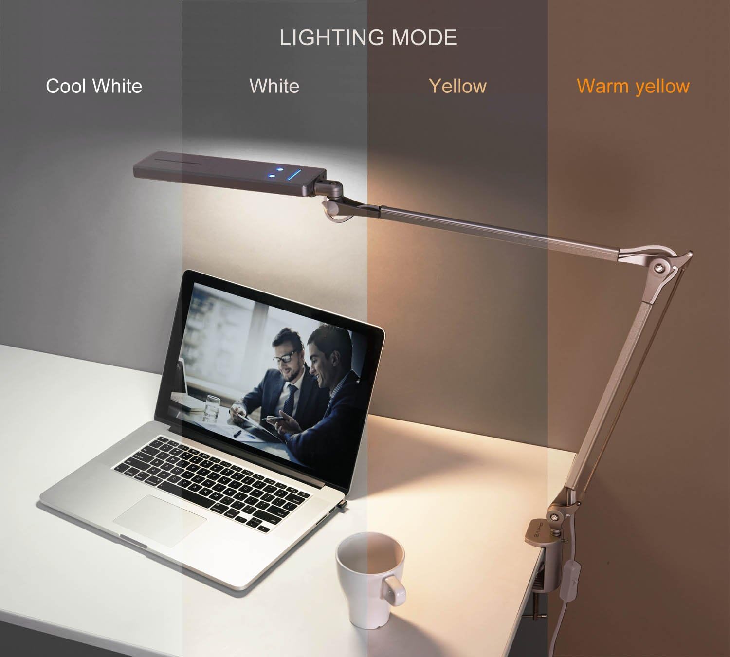 Silver Metal Swing Arm Desk Lamp with Clamp H967755