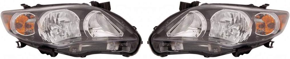 Passenger Side Headlight Assembly Black U9871