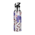 Blue Floral Stainless Steel Insulated Water Bottle with Straw Lid T377995