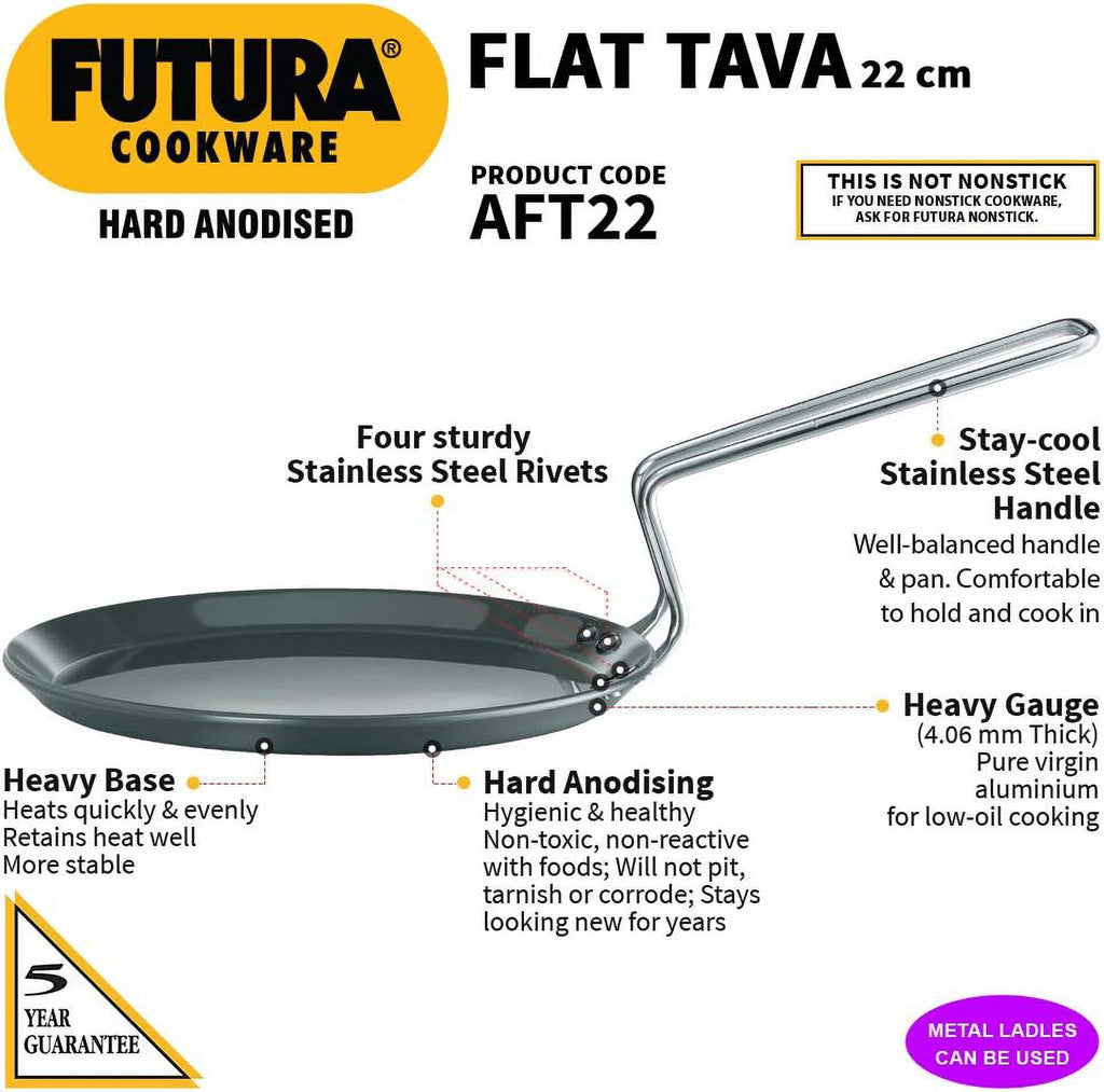 8-Inch Hard Anodised Flat Tava Griddle H70586