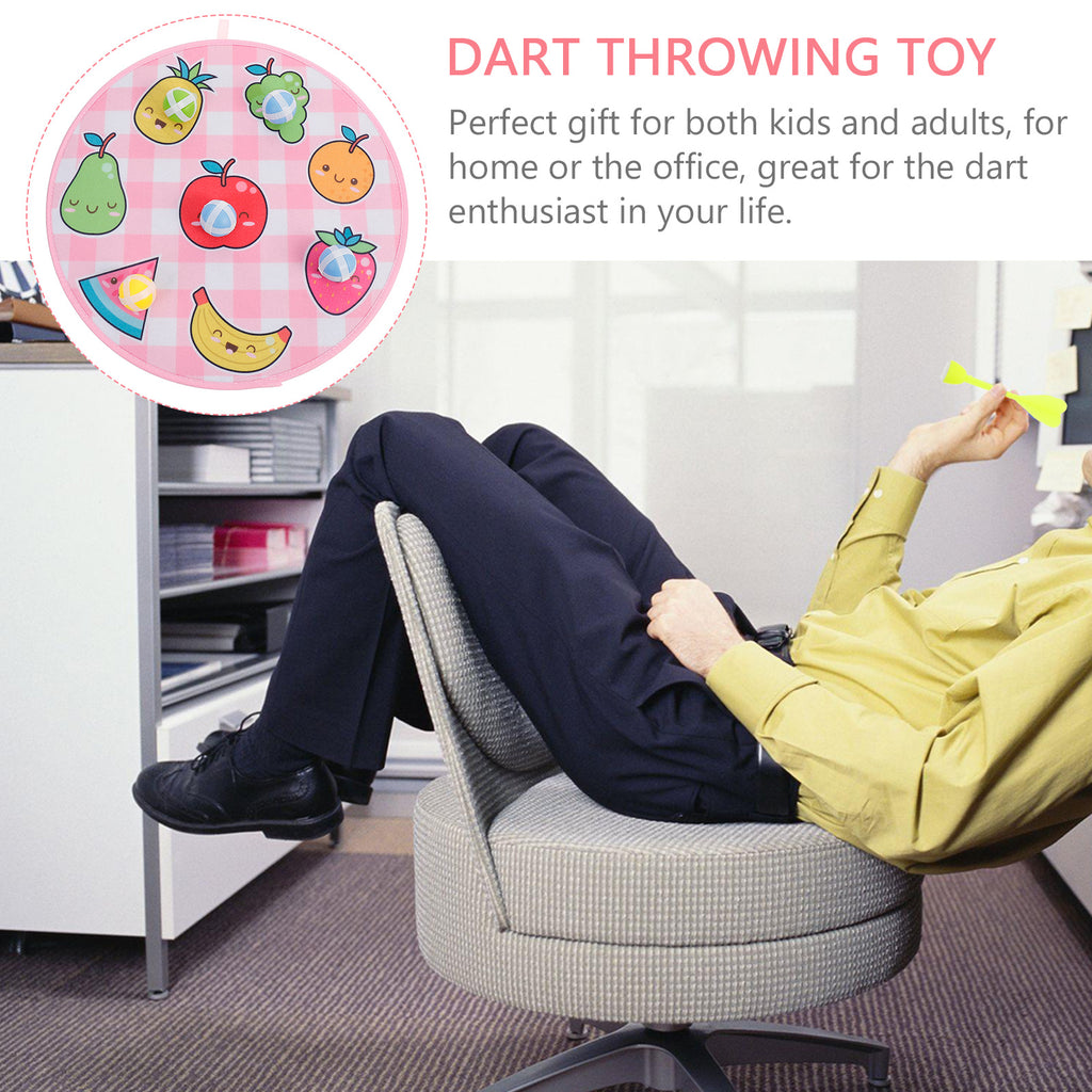 Dart Board Set with Fruit Pattern Balls Throwing Game Toy J929330
