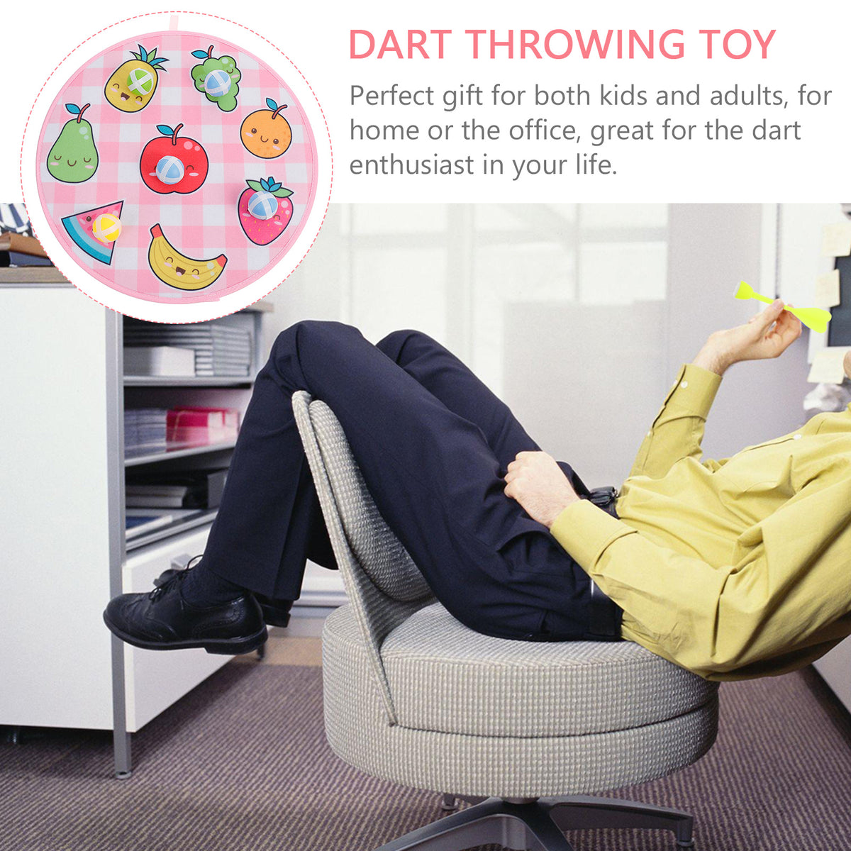 Dart Board Set with Fruit Pattern Balls Throwing Game Toy J929330