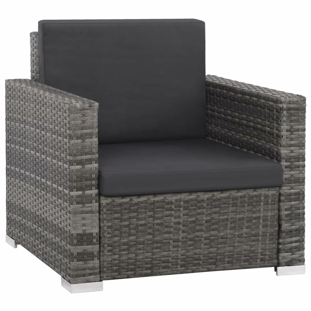 12 Piece Gray Poly Rattan Outdoor Patio Sectional Sofa with Coffee Table and Ottoman M58424