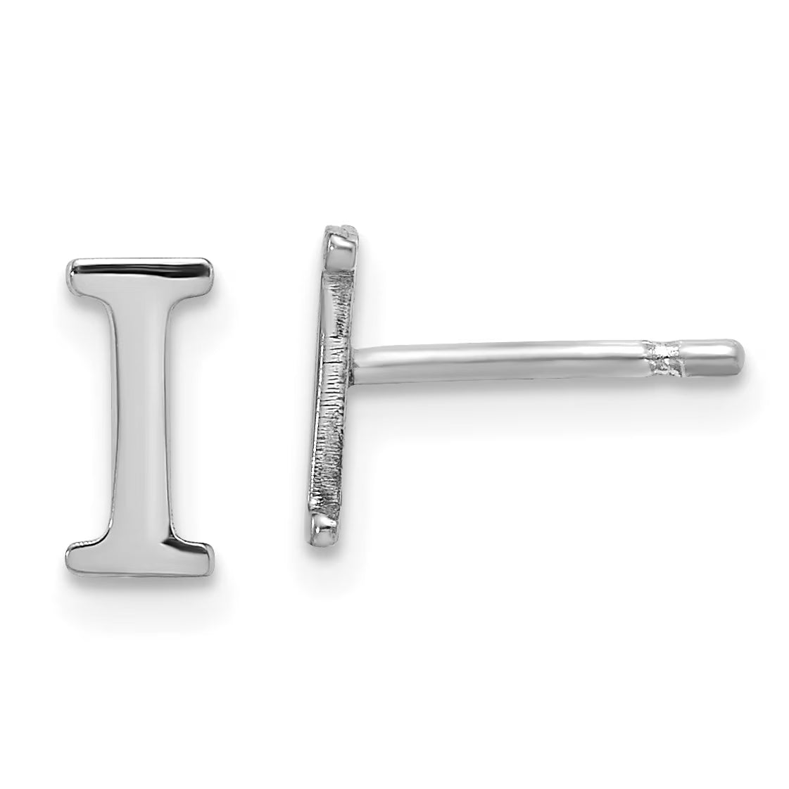 10K White Gold Initial Letter I Post Earrings I6986