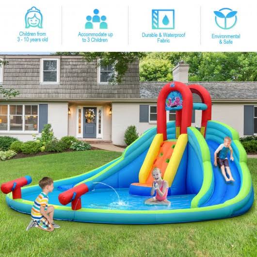 Inflatable Water Slide Bounce House with Splash Pool Y877168