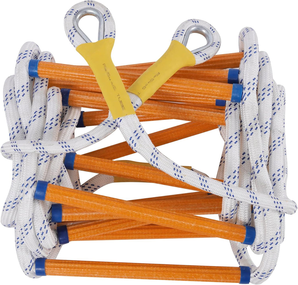 Emergency Fire Escape Ladder Flame Resistant Safety Extension Rope Ladder with 2 Hooks, 2M 6.6FT L340240