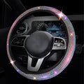 Black with White Diamond Crystal Steering Wheel Cover 15 inches N873