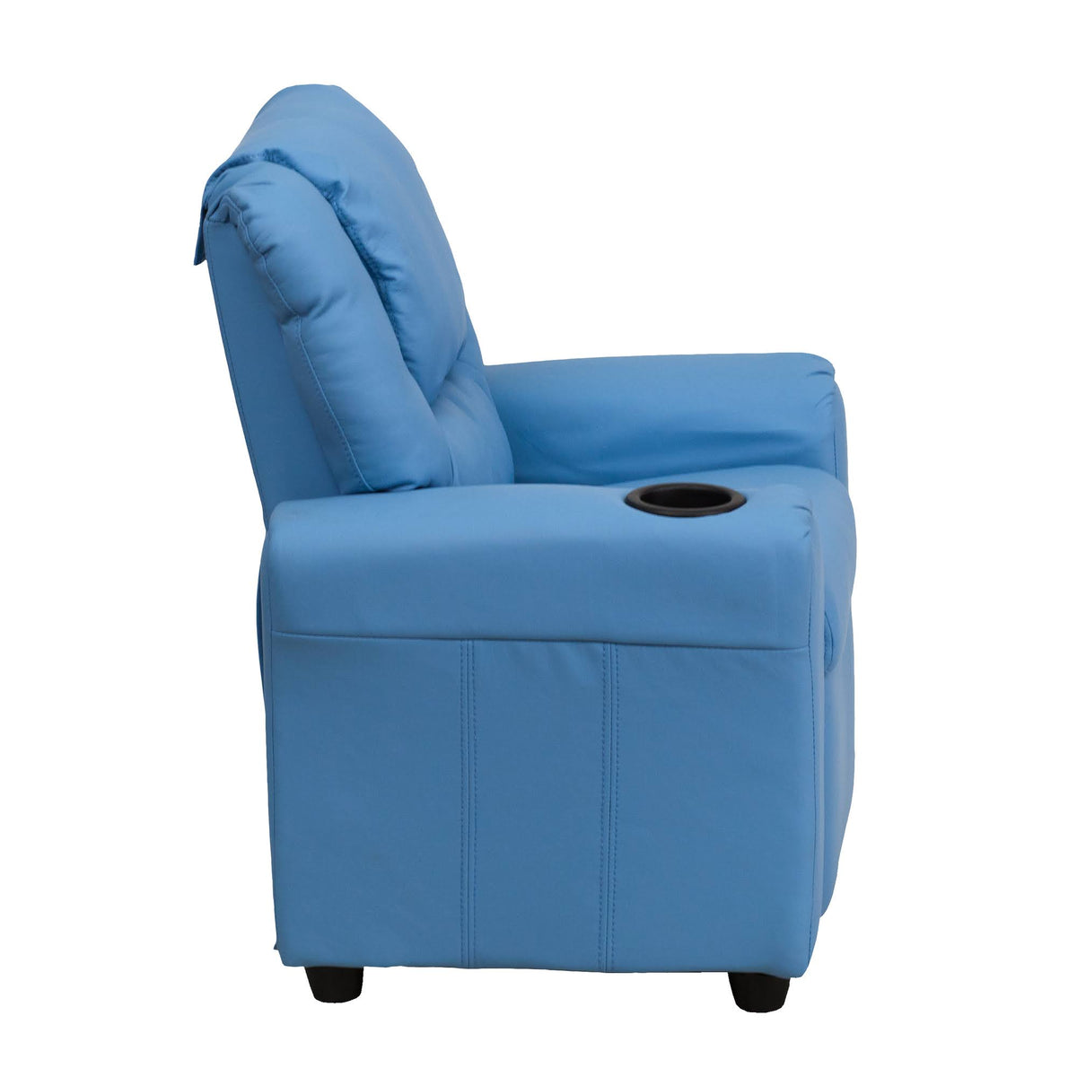 Light Blue Vinyl Kids Recliner with Cup Holder and Headrest O376275