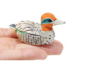 Teal Wooden Duck Figurine Handmade Carving F84319