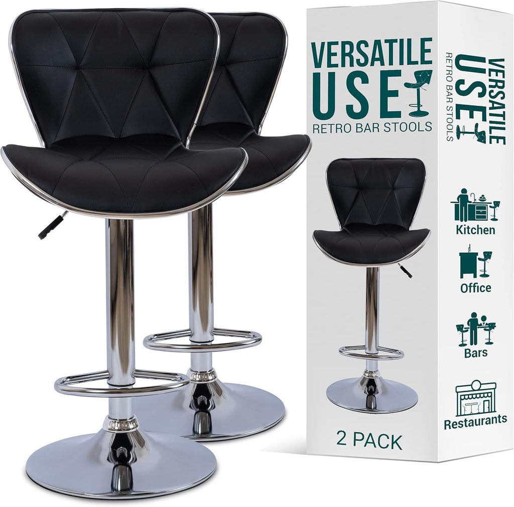 Grey Adjustable Swivel Bar Stool Set of 2 U729836