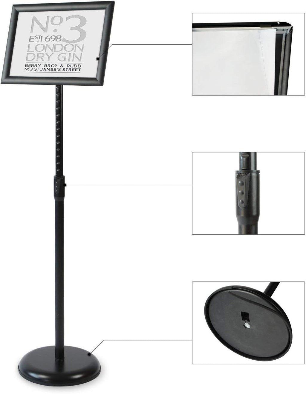 Black Pack of 2 Aluminum Floor Standing Sign Holder D287