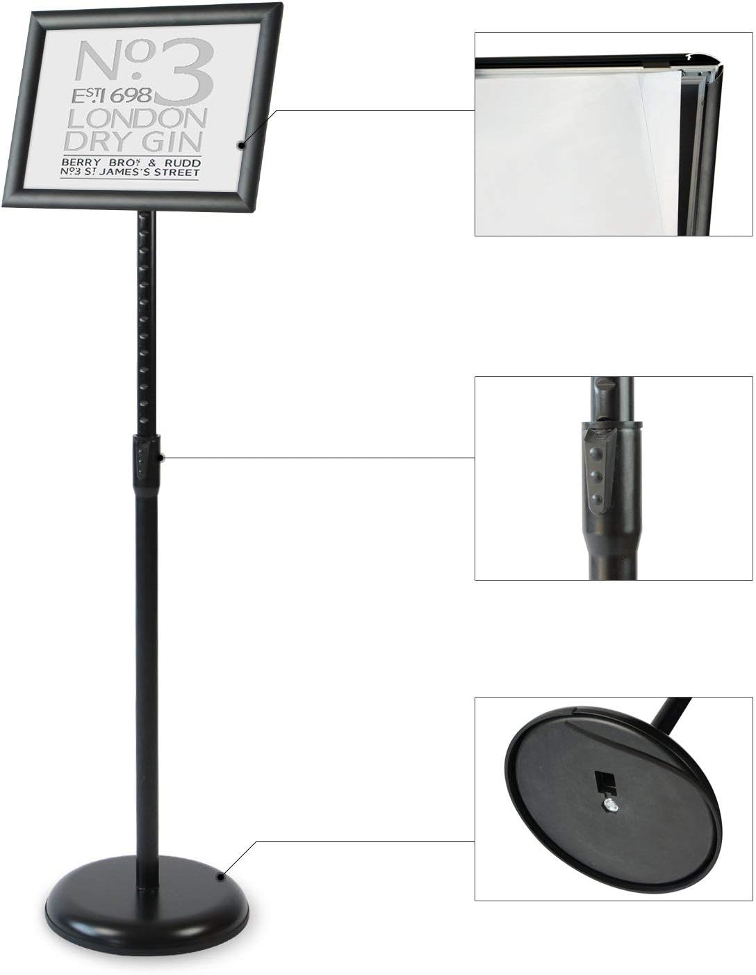 Black Pack of 2 Aluminum Floor Standing Sign Holder D287
