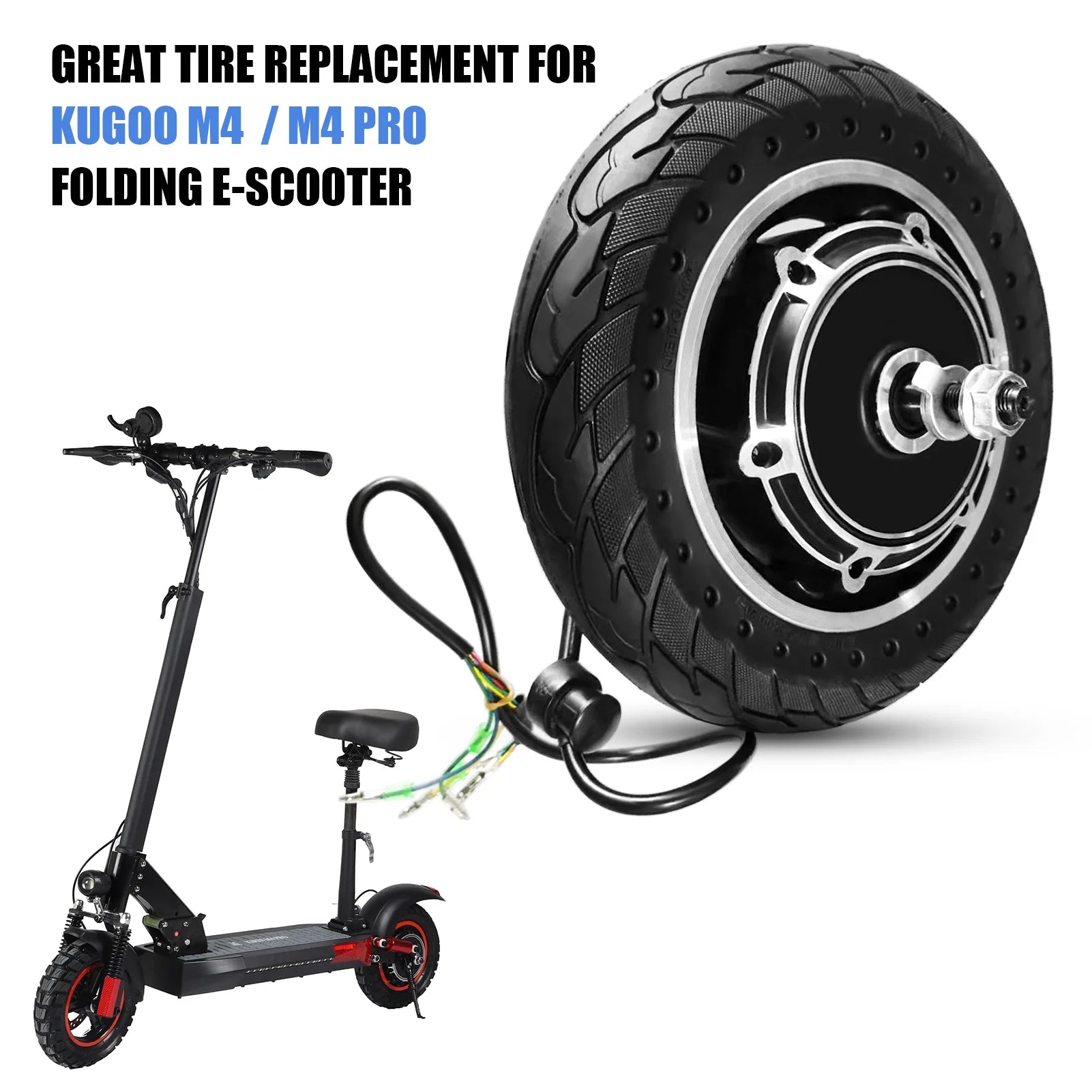 10'' Electric Scooter Front Tire with Hub Motor 48V 500W Brushless Wheel Replacement B9701