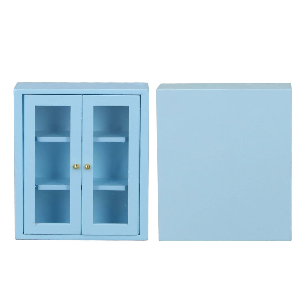 Blue Wooden Dollhouse Wall Cabinet J9499