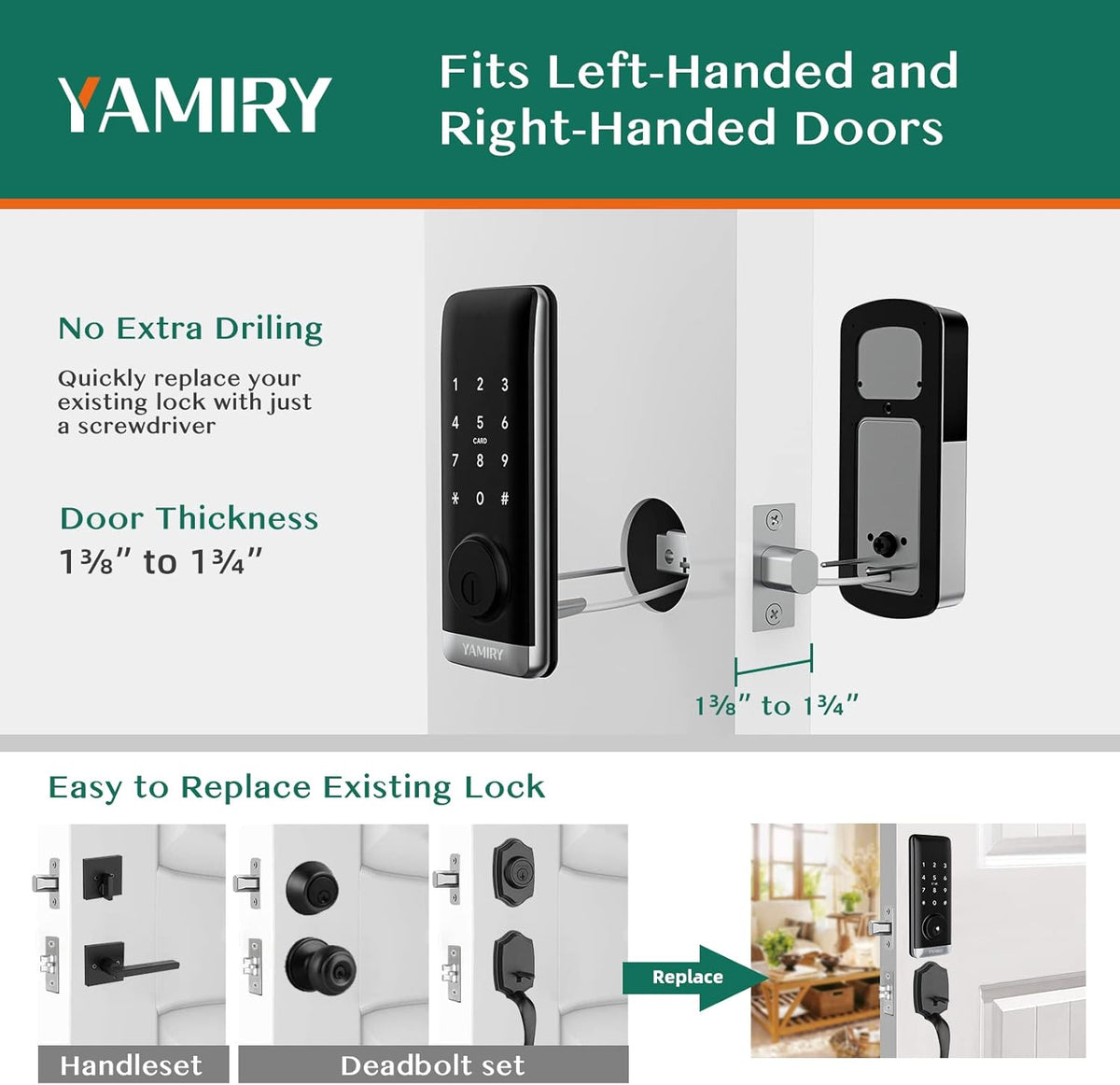Keypad Deadbolt Electronic Door Lock Pack of 2 Y1904
