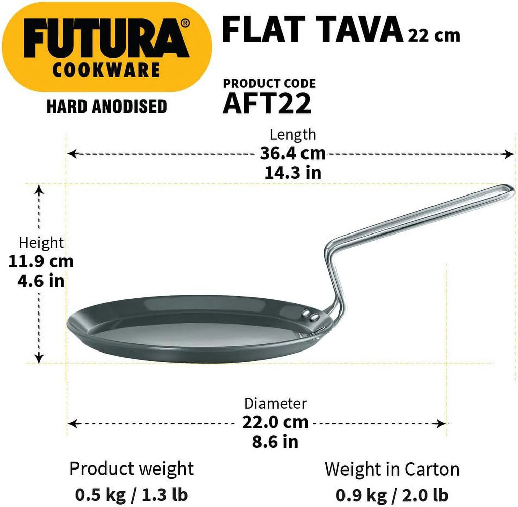 8-Inch Hard Anodised Flat Tava Griddle H70586