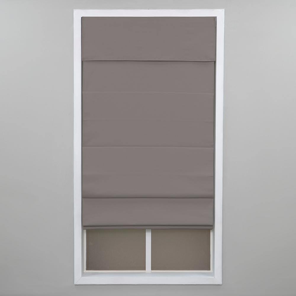 Gray Cordless Cotton Roman Shade 39 in. W x 72 in. L R1363