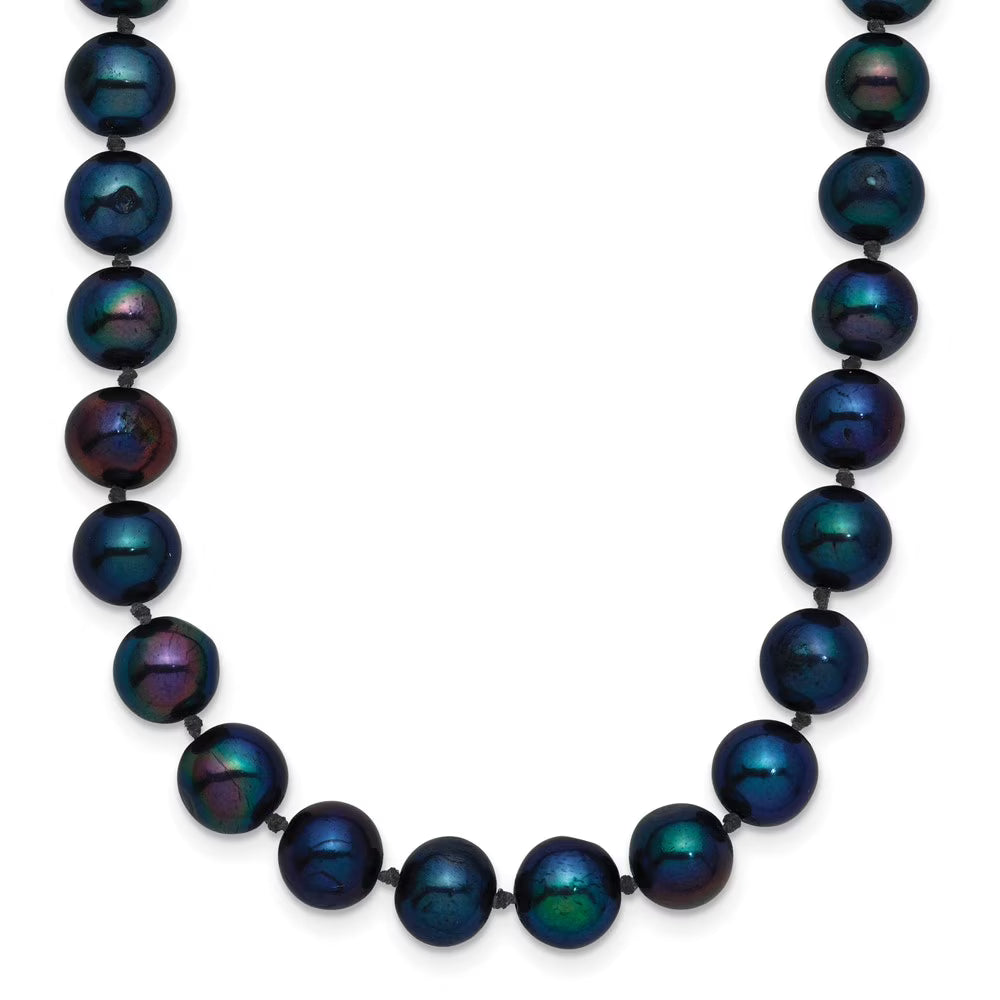14K Yellow Gold Pearl Chain Necklace 6-7 mm Black Freshwater Cultured 16 inch K15113
