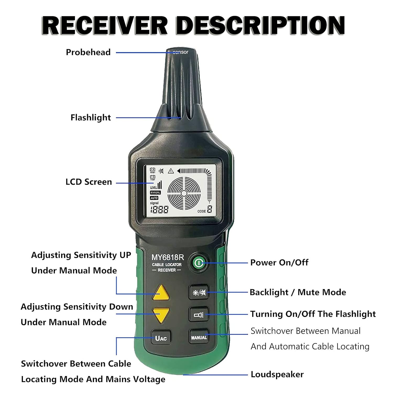 Wire Tracker Telephone Cable Locator 12-400V AC/DC Wire Detector Cable Toner Finder T632579