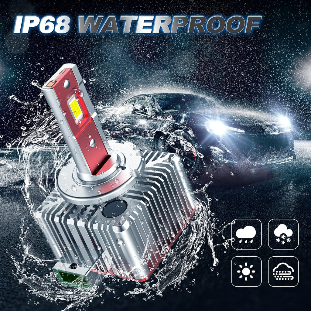 D3S LED Headlight Bulbs 100W 6000K Super White 12000LM Pack of 2 I63802