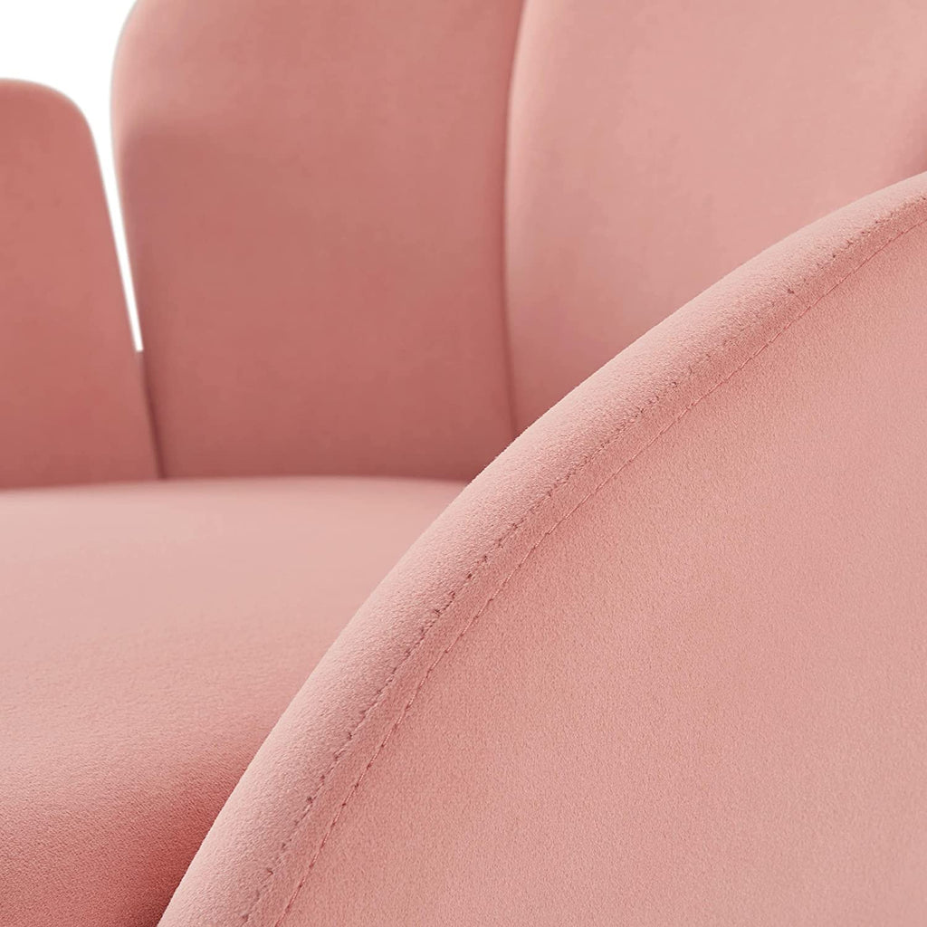 Flower Velvet Barrel Chair with Golden Metal Legs M7616