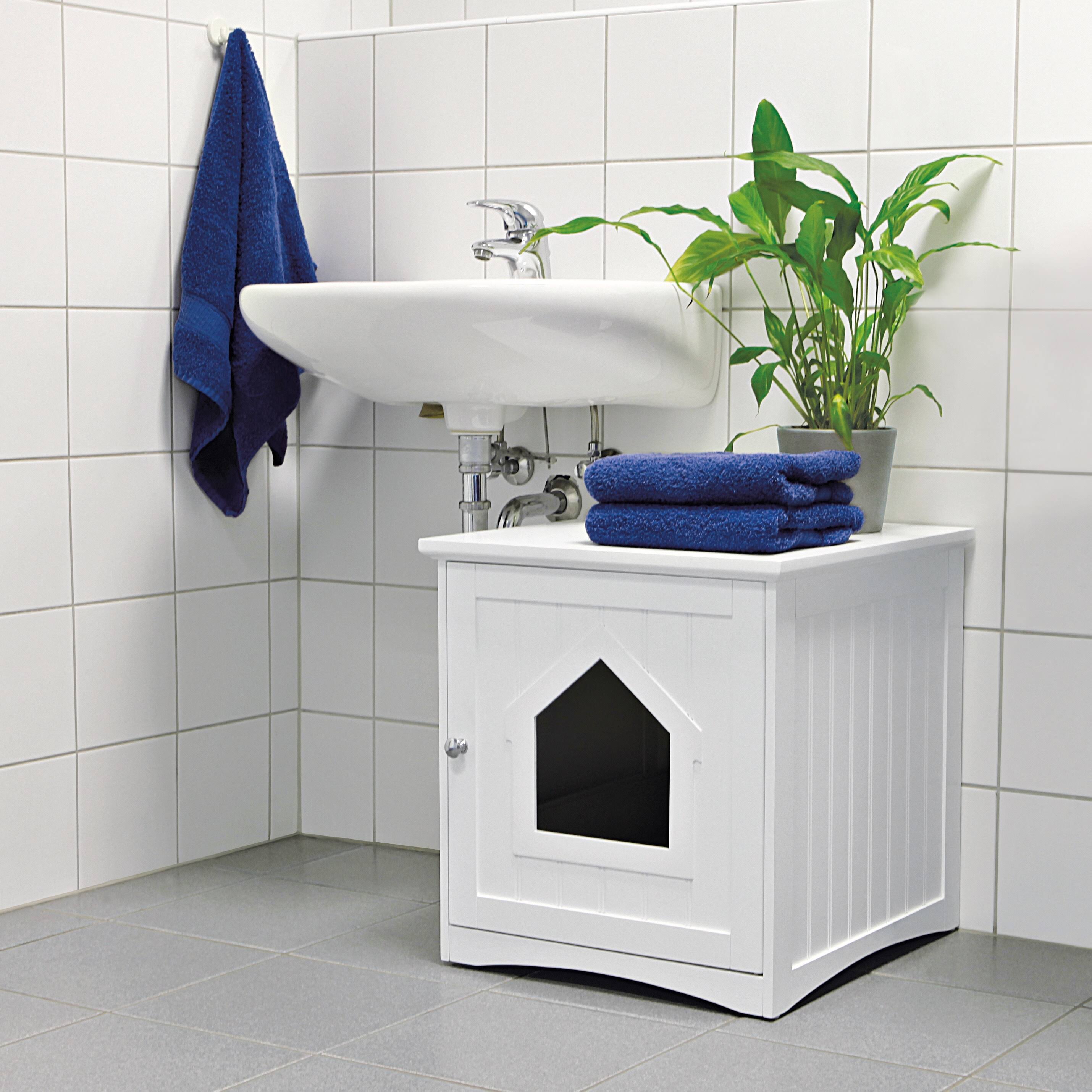 Brown Wooden Cat Home and Litter Box V3175