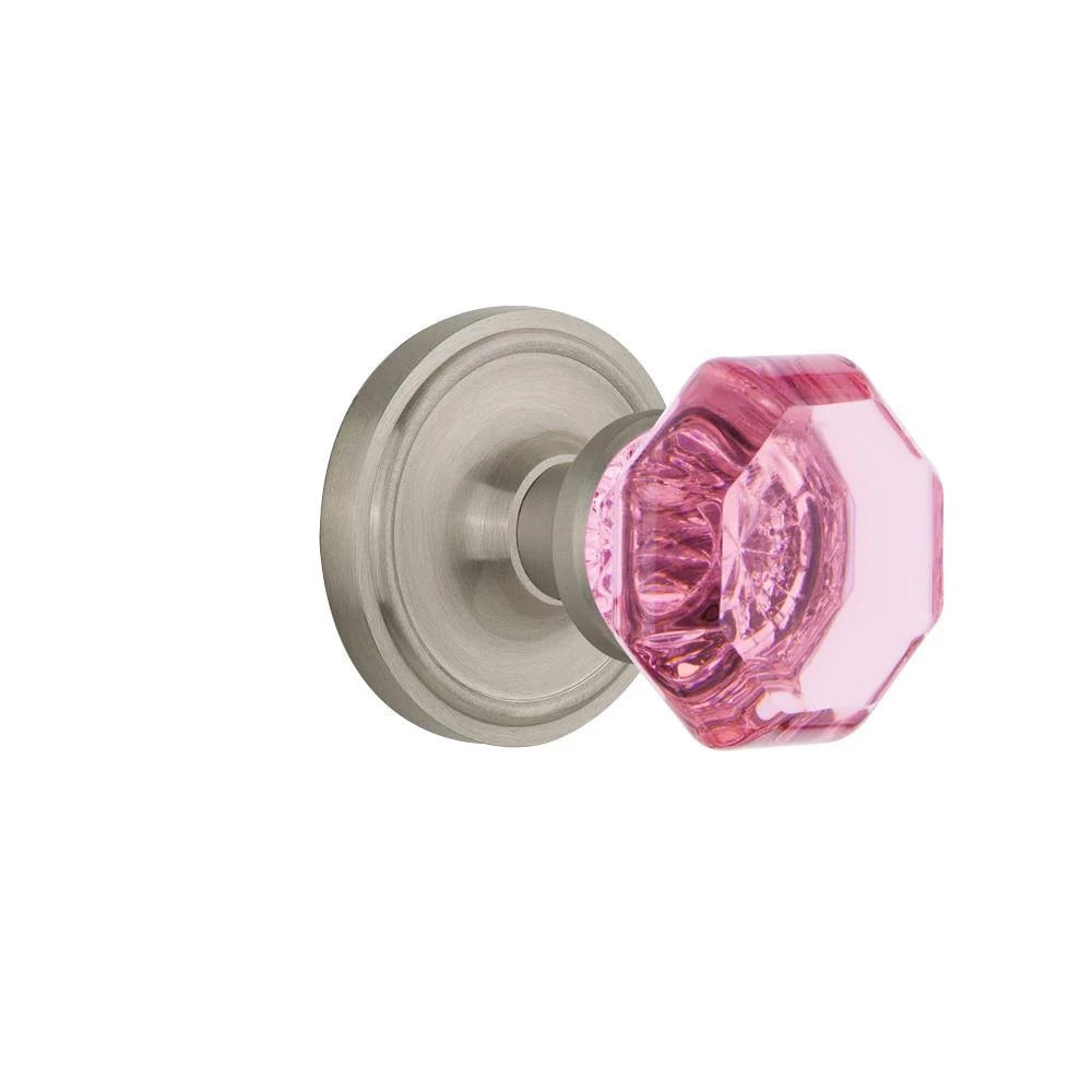 Classic Rosette Double Dummy Door Knob in Satin Nickel L857