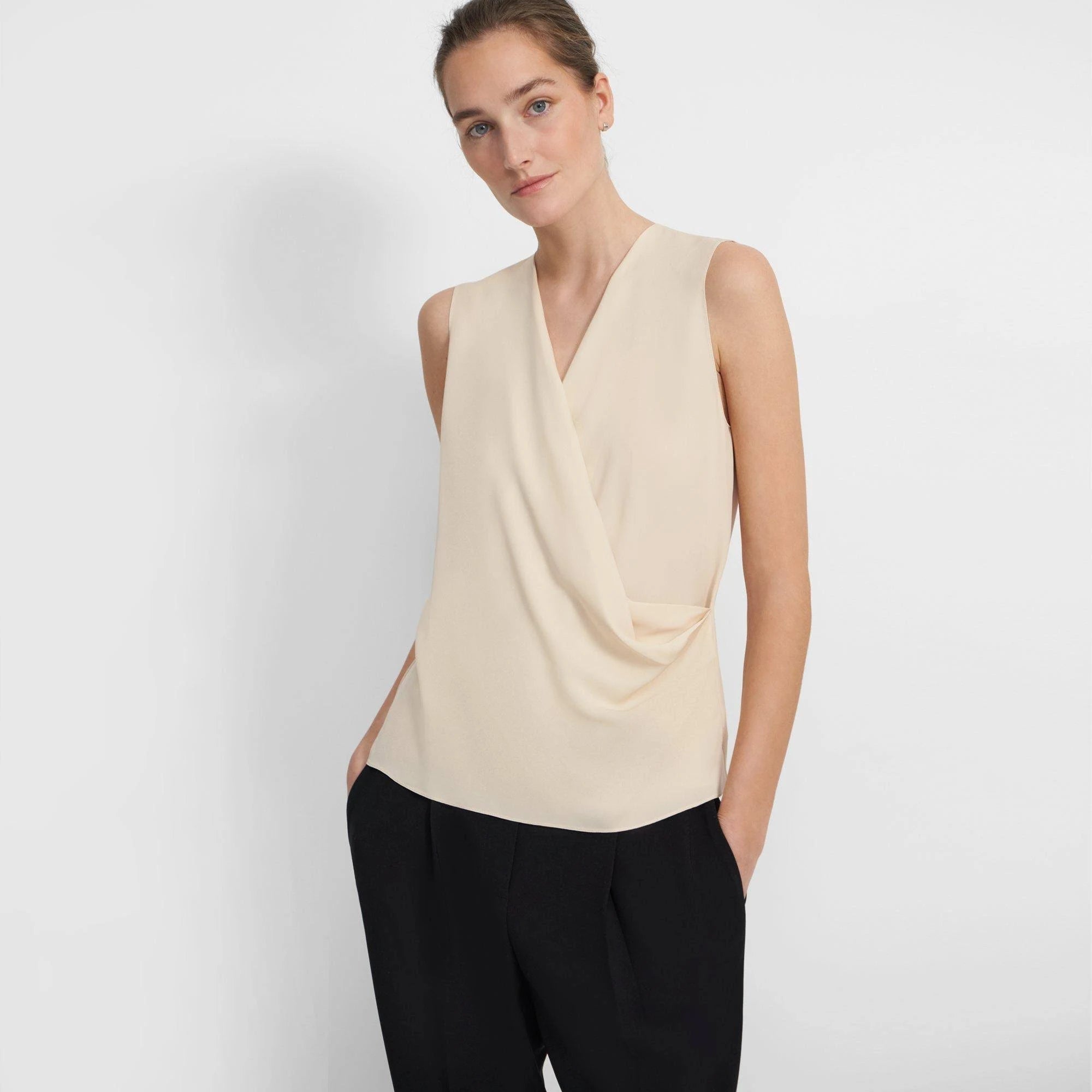 White Silk Georgette Shell Top A60325