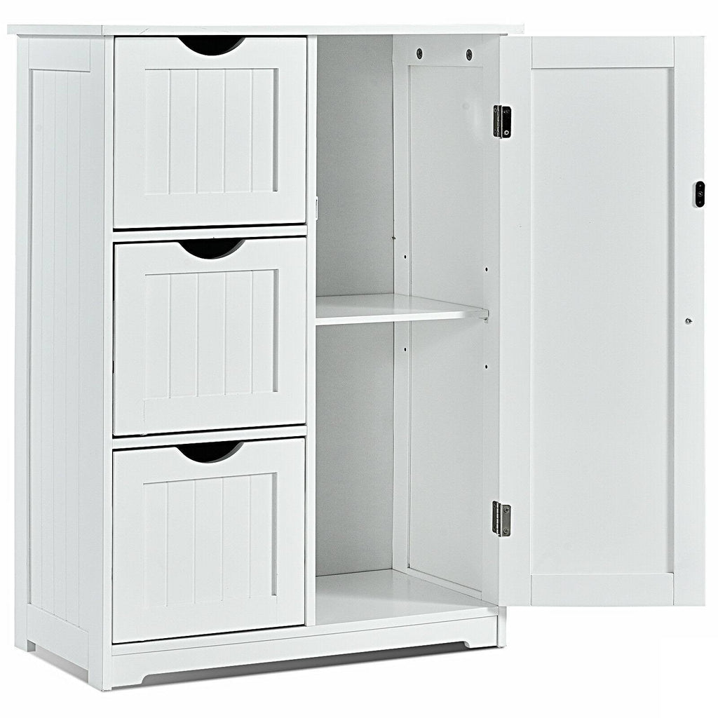 Grey Bathroom Floor Cabinet with 3 Drawers and 1 Cupboard T61830