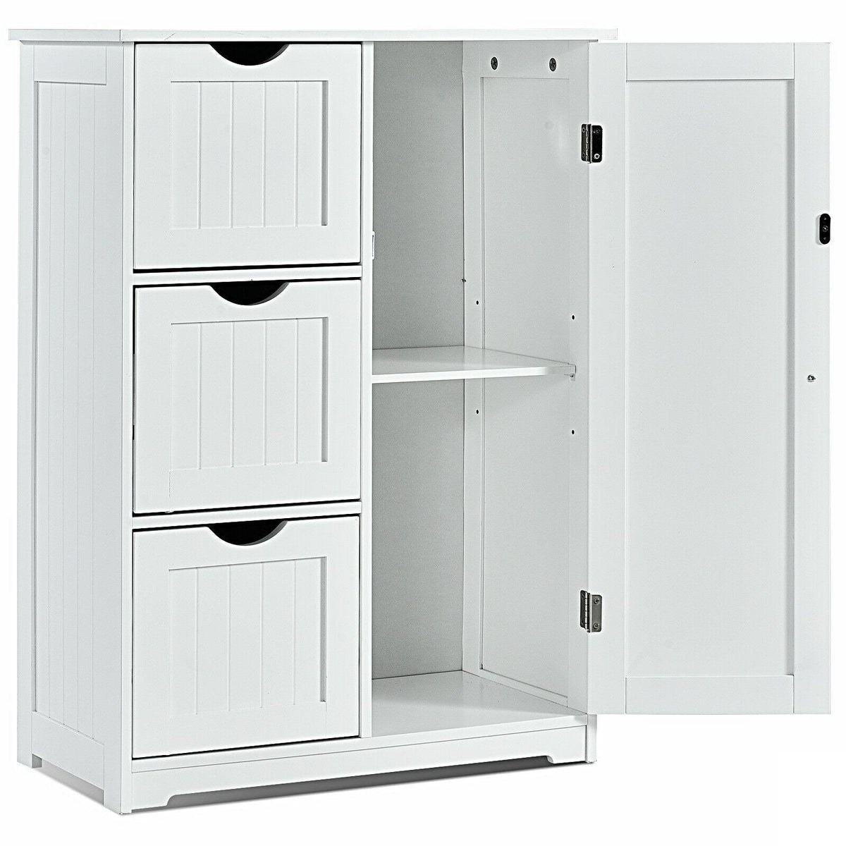 Grey Bathroom Floor Cabinet with 3 Drawers and 1 Cupboard T61830