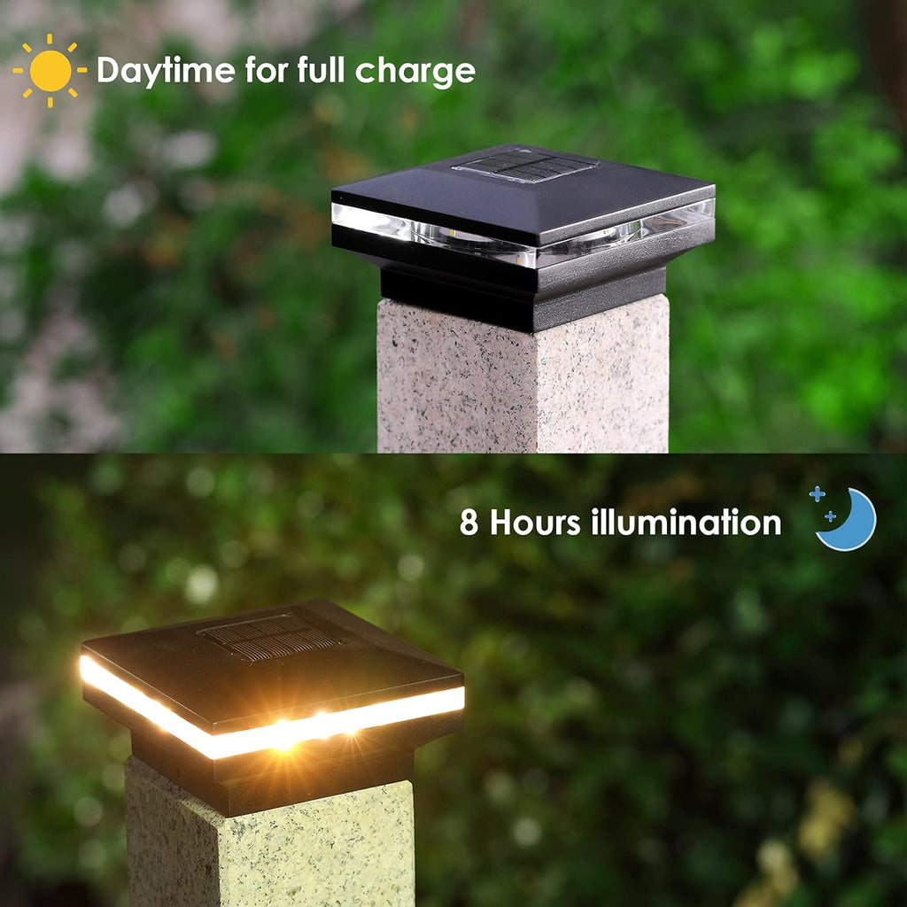 12pcs LED Warm White Solar Post Cap Lights for 4x4 6x6 Wooden Posts K9508