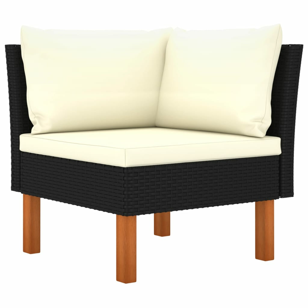 8 Piece Poly Rattan Garden Set with Cushions Black S444376