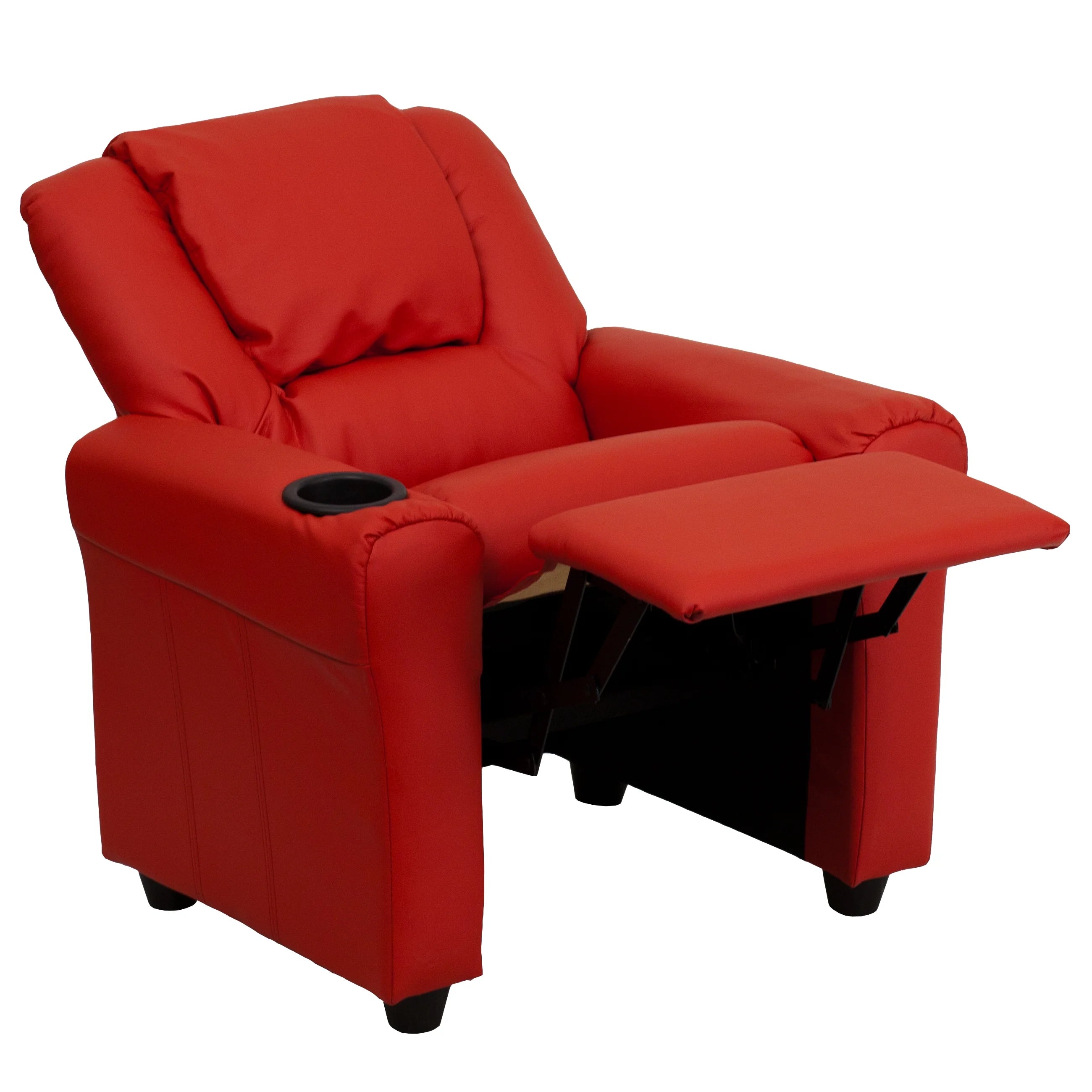 Red Vinyl Kid's Recliner with Cupholder E99416
