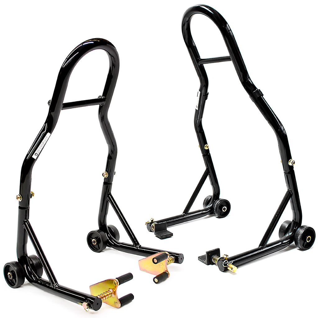 Universal Motorcycle Front Fork & Rear Paddle Combo Wheel Lift Stands Z537157