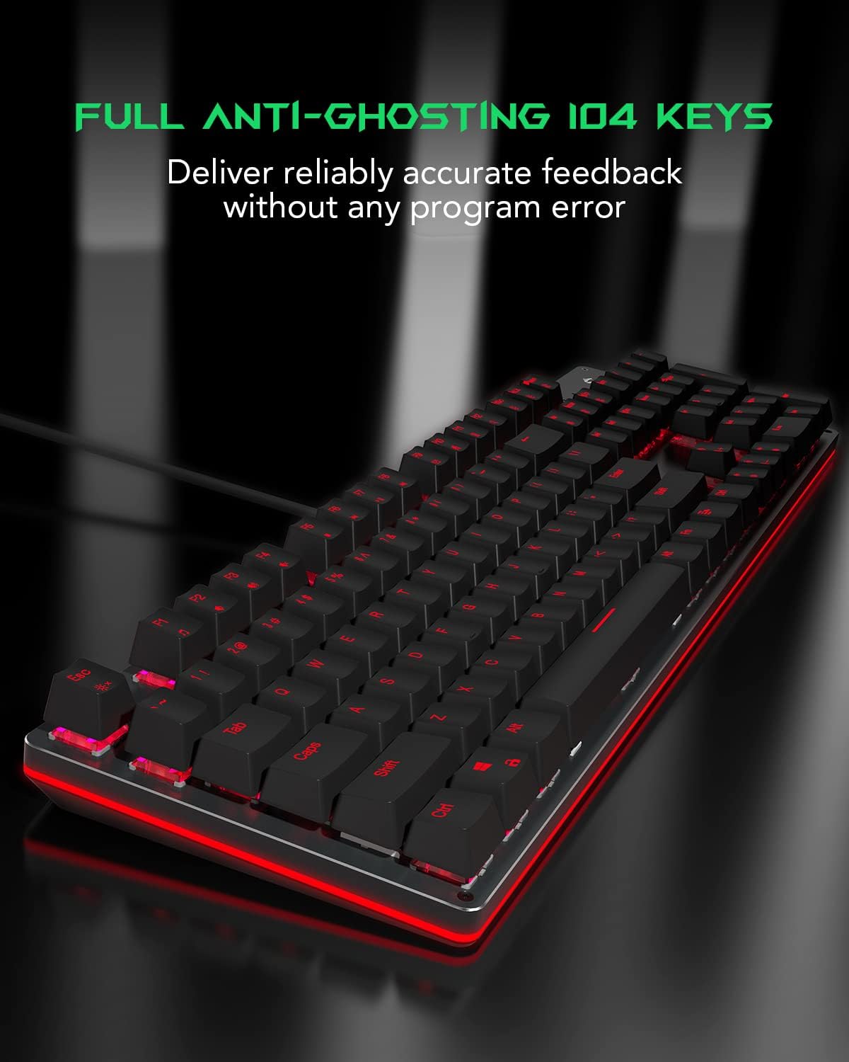 Black Shark RGB Mechanical Gaming Keyboard with Blue Switches, 104 Keys A7414