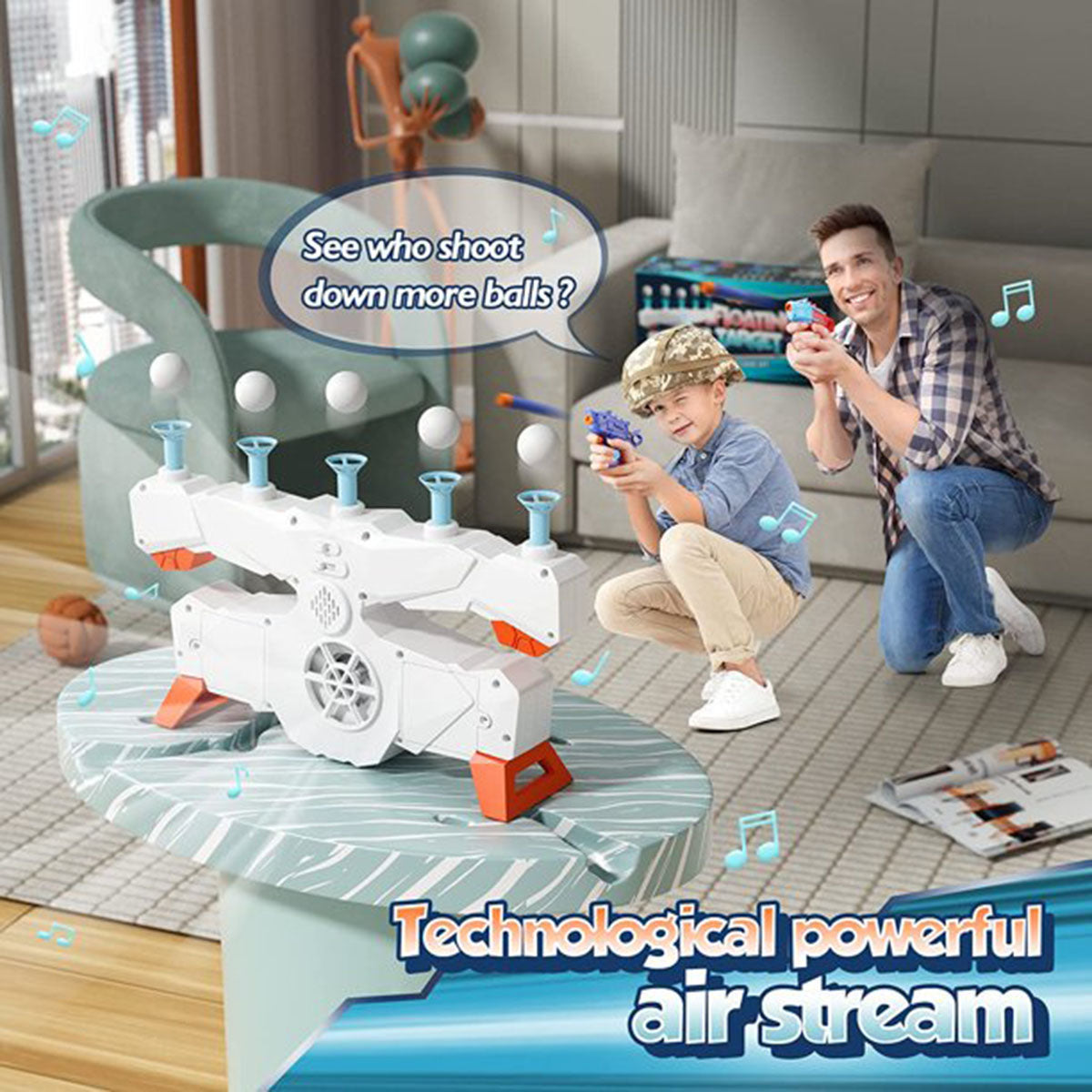 Floating Ball Targets with 2 Foam Shooting Guns Toy Game Set V418757