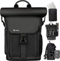 Black Canvas Camera Backpack with Removable Laptop Compartment N109
