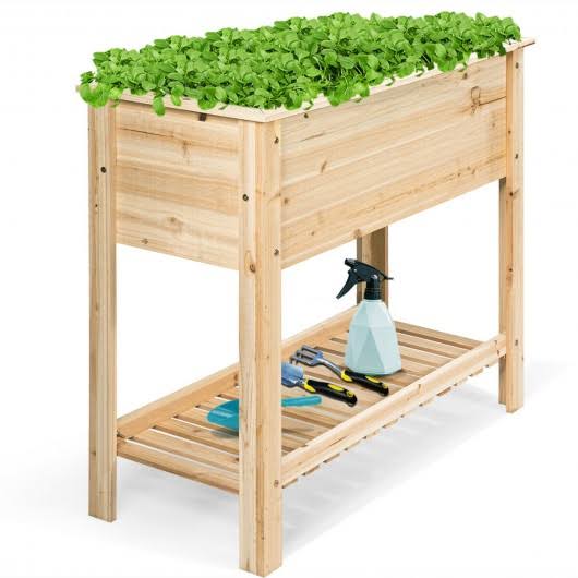 Raised Garden Bed with Storage Shelf Q712