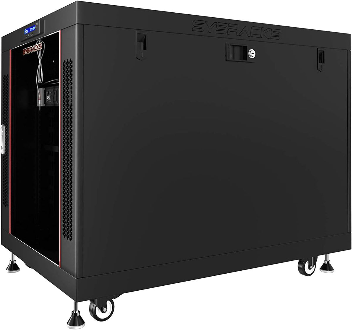 15U 35 inch Deep Server Rack Cabinet Enclosure with Cooling Fans, LCD Screen, Thermostat, PDU, Casters, Shelf W900740