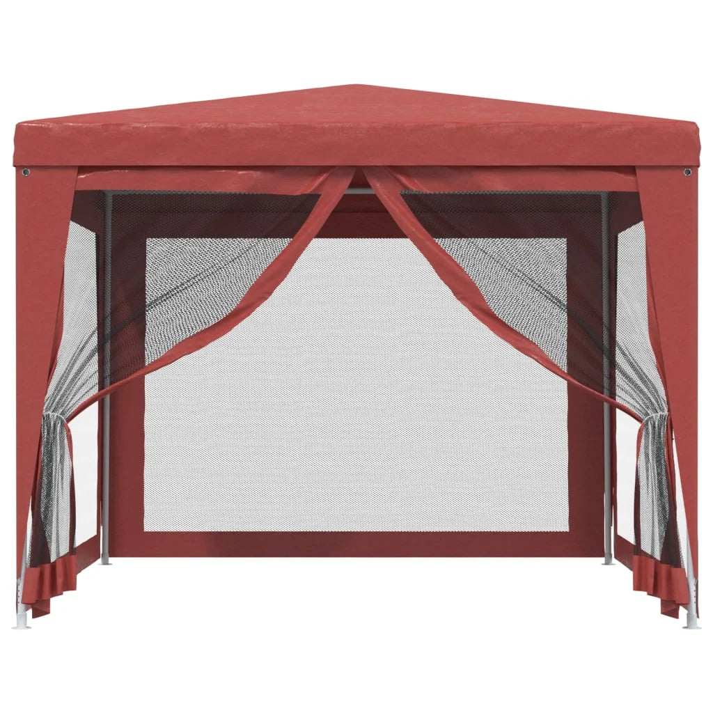 Red 9.8'x9.8' HDPE Party Tent with 4 Mesh Sidewalls X516035