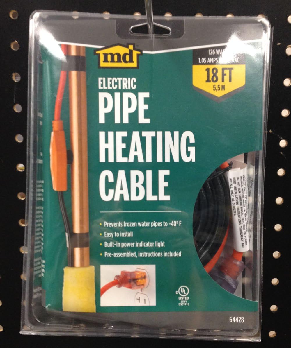18 Ft Red Pipe Heating Cable With Thermostat A950