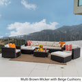 Outdoor Wicker 9-Piece Sectional Sofa with Cushions and Ottomans X1425