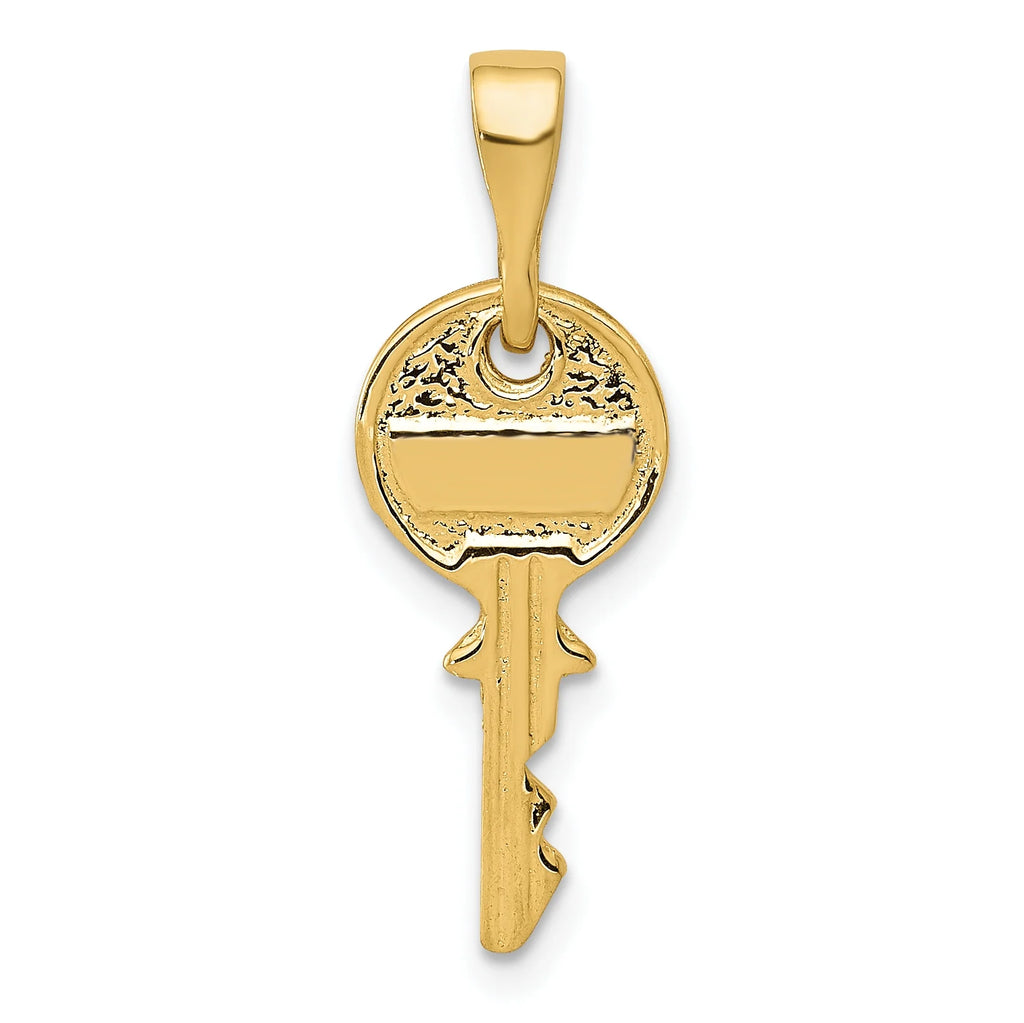 14K Yellow Gold Polished Key Pendant Charm With 10K Yellow Gold Rope Chain Necklace 16'' R948829