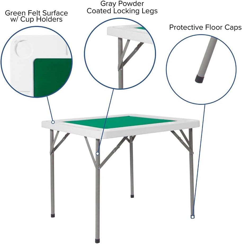 Green 4-Player Folding Card Game Table with Cup Holders T9801