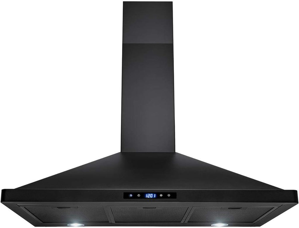Black Painted Stainless Steel Range Hood with Lights and Carbon Filters Z8568
