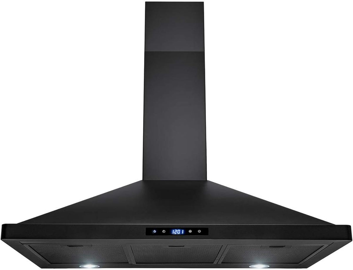 Black Painted Stainless Steel Range Hood with Lights and Carbon Filters Z8568