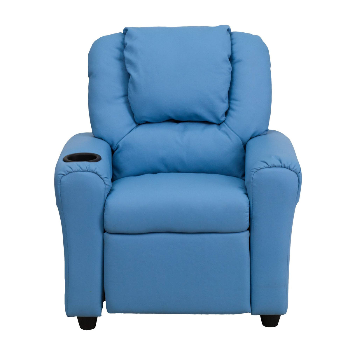 Light Blue Vinyl Kids Recliner with Cup Holder and Headrest O376275