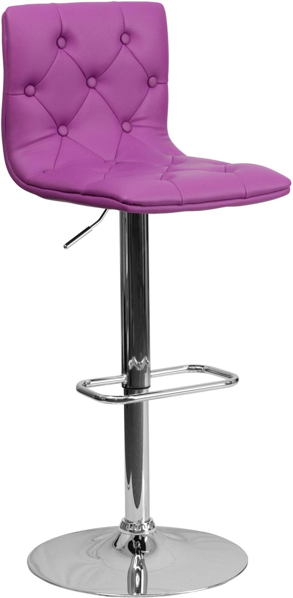 Purple Vinyl Adjustable Height Barstool with Chrome Base F31669
