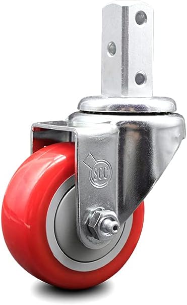 Swivel Square Stem Caster Set 4 with Red Poly Wheel M193715